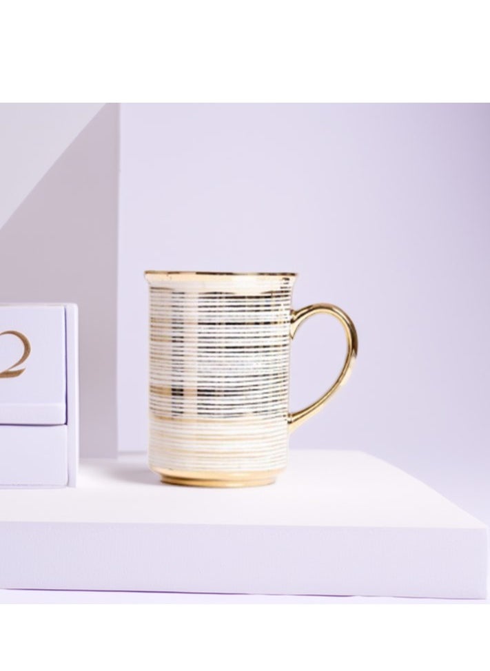 Ceramic coffee mug with handle, 300 ml capacity, tea cup for drinks, cappuccino, latte and espresso, made in Turkey
