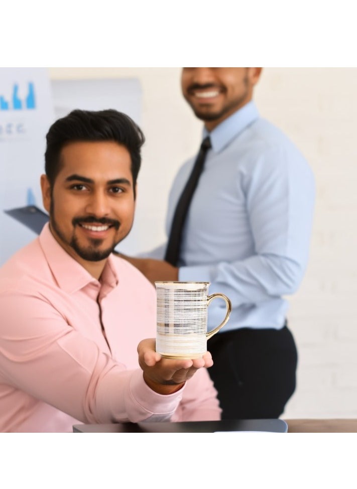Ceramic coffee mug with handle, 300 ml capacity, tea cup for drinks, cappuccino, latte and espresso, made in Turkey