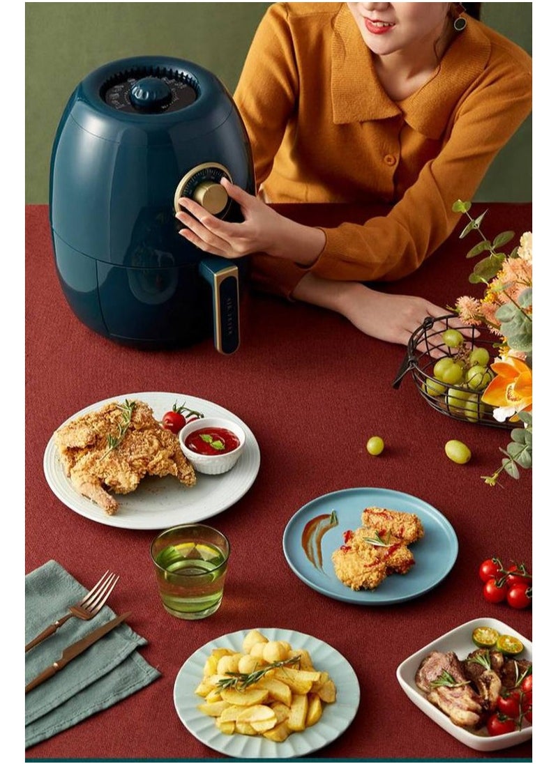 3.0L Electric Air Fryer 1350W Non-Stick Oil Free Cooker Auto Shut-Off Frying Machine With Adjustable Timer and Temperature - Green