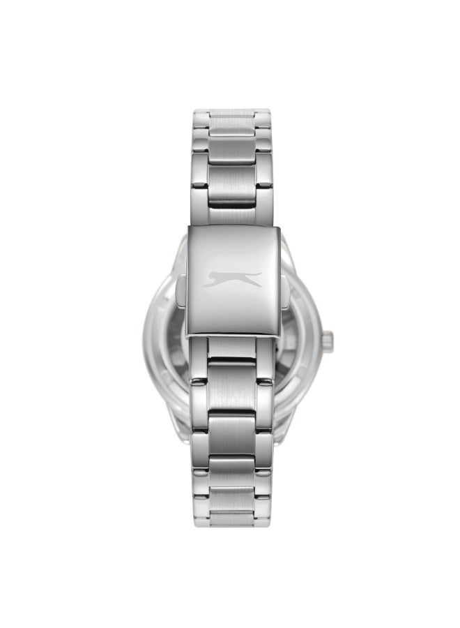 سلازنجر ساعة نسائية بعقارب وسوار معدني فضي - Image 4