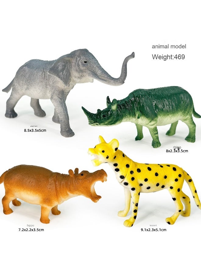 NIBEMINENT Realistic Wild Animal Model Toys - Elephant, Rhino, Hippo, Leopard