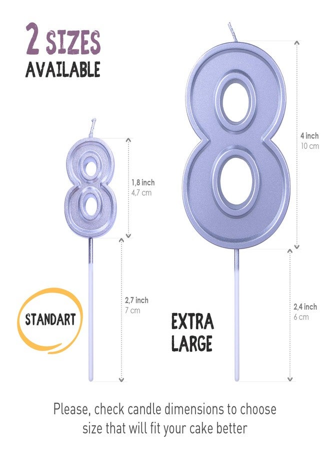 GET FRESH Number 8 Birthday Candle – Silver Number Eight Candle on Stick – Elegant Silver Number Candles for Birthday Wedding Anniversary – Baby’s 8th Birthday Candle Cake Topper – Silver 8 Candle - Image 3