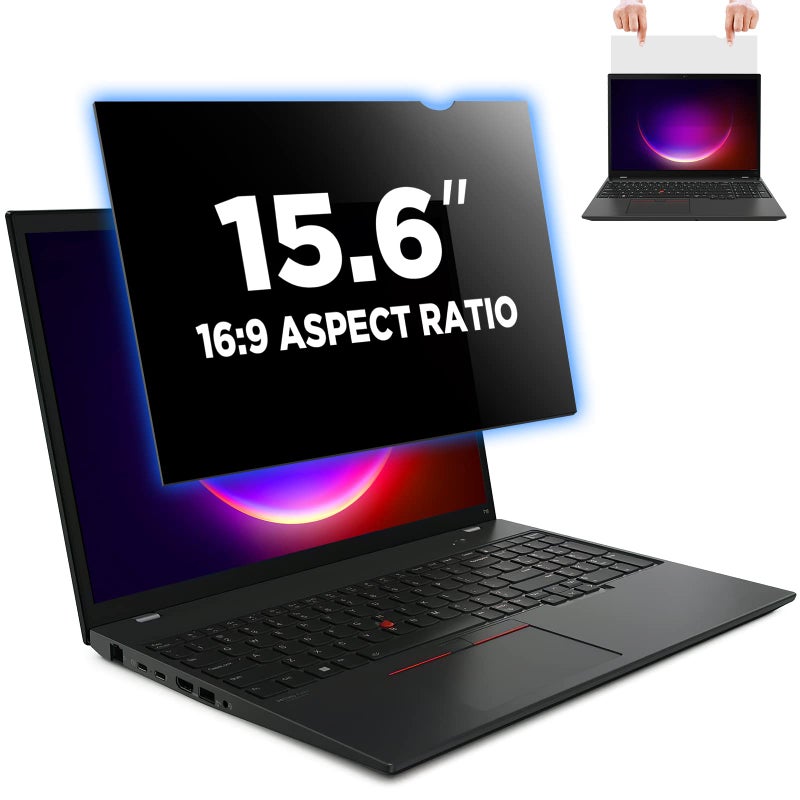 MAGICMOON فلتر خصوصية شاشة Magicmoon 15.6"، واقي شاشة مضاد للتجسس/توهج لجهاز الكمبيوتر المحمول بشاشة عريضة 15.6 بوصة بنسبة عرض إلى ارتفاع 16:9 (العرض x الارتفاع: 344 مم x 194 مم) - Image 1