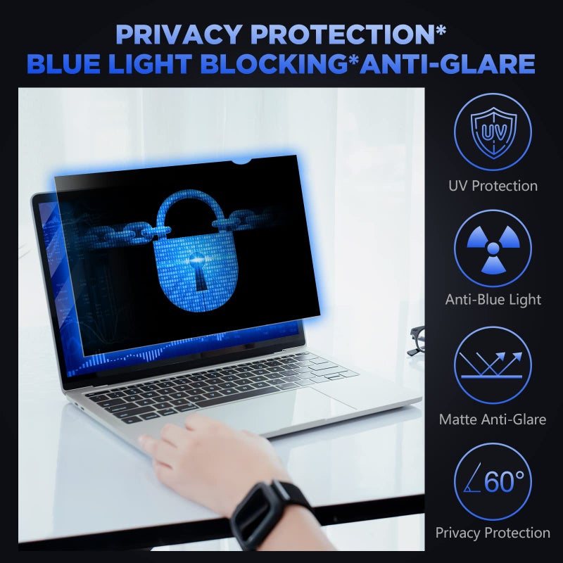MAGICMOON فلتر خصوصية شاشة Magicmoon 15.6"، واقي شاشة مضاد للتجسس/توهج لجهاز الكمبيوتر المحمول بشاشة عريضة 15.6 بوصة بنسبة عرض إلى ارتفاع 16:9 (العرض x الارتفاع: 344 مم x 194 مم) - Image 5