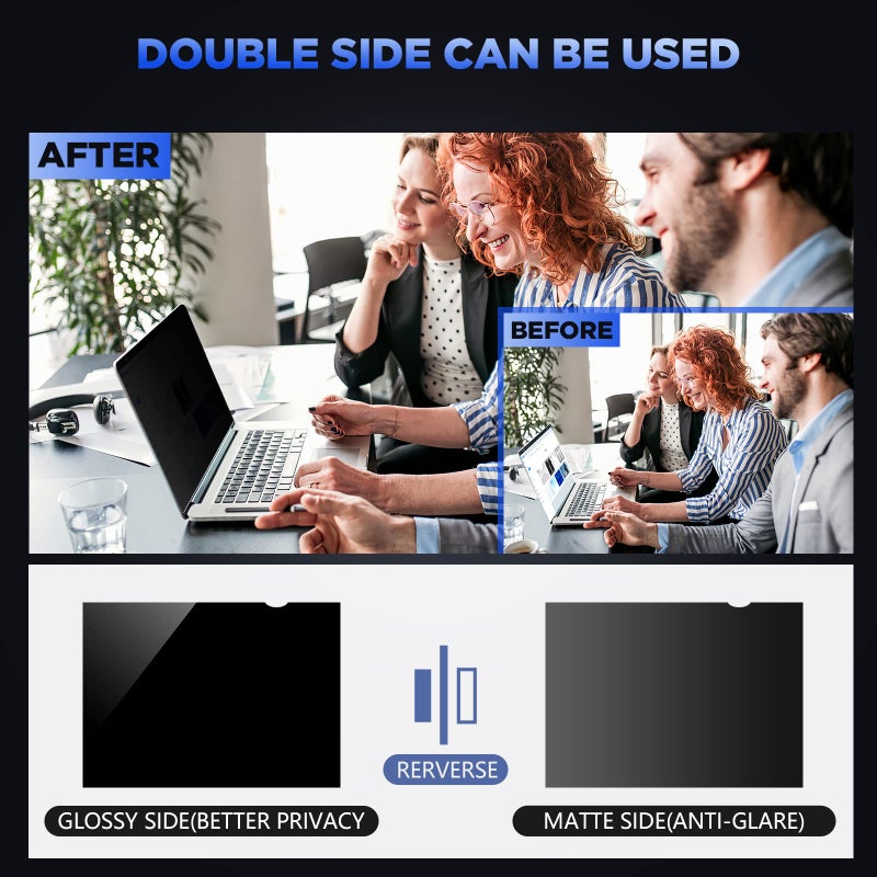 MAGICMOON فلتر خصوصية شاشة Magicmoon 15.6"، واقي شاشة مضاد للتجسس/توهج لجهاز الكمبيوتر المحمول بشاشة عريضة 15.6 بوصة بنسبة عرض إلى ارتفاع 16:9 (العرض x الارتفاع: 344 مم x 194 مم) - Image 4