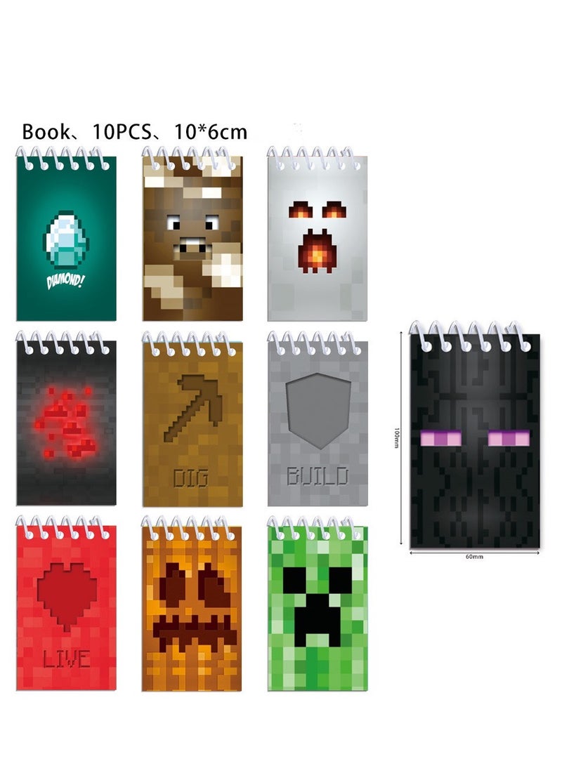Generic 10pcs Pixel notebook Minecraft theme Spiral coil mini notebook coil spiral notepad for kids students school supplies  - Image 3