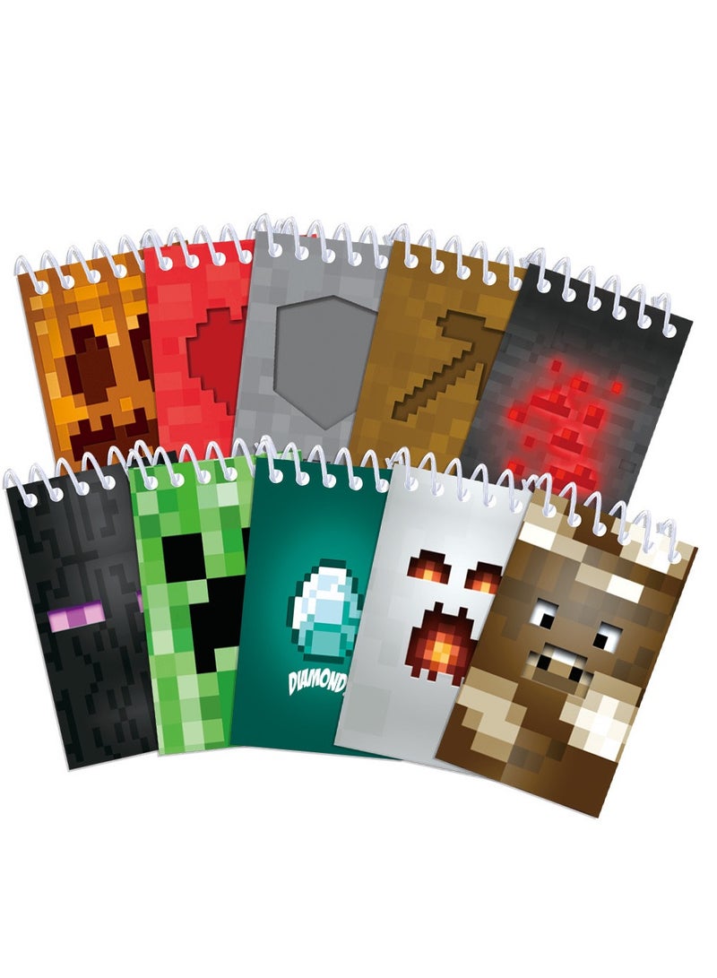 Generic 10pcs Pixel notebook Minecraft theme Spiral coil mini notebook coil spiral notepad for kids students school supplies  - Image 2