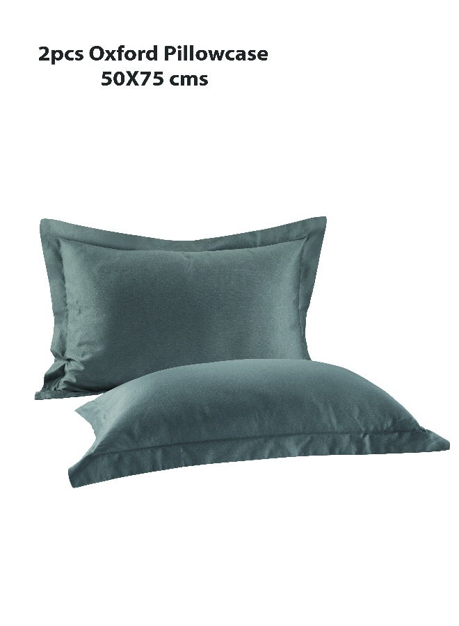 ايست من نون 2-Piece Oxford Pillowcase set | Soft 400 TC Sateen Cotton Material | 50 cm x 75 cm | Dark Grey Color - Image 3