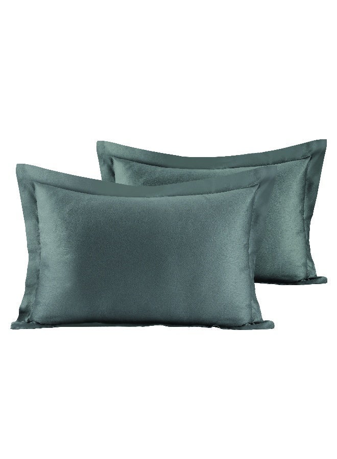 ايست من نون 2-Piece Oxford Pillowcase set | Soft 400 TC Sateen Cotton Material | 50 cm x 75 cm | Dark Grey Color - Image 1