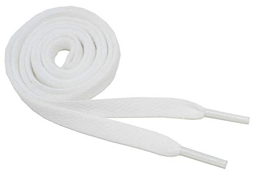 BCB Wear Flat Shoelaces 5/16" Wide Solid Colors Several Lengths For Sneakers and Shoes (White-27) - Image 2