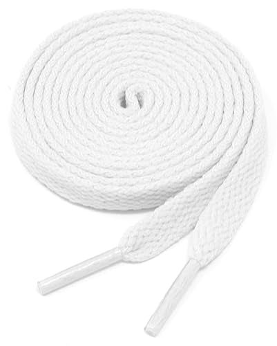 BCB Wear Flat Shoelaces 5/16" Wide Solid Colors Several Lengths For Sneakers and Shoes (White-27) - Image 1