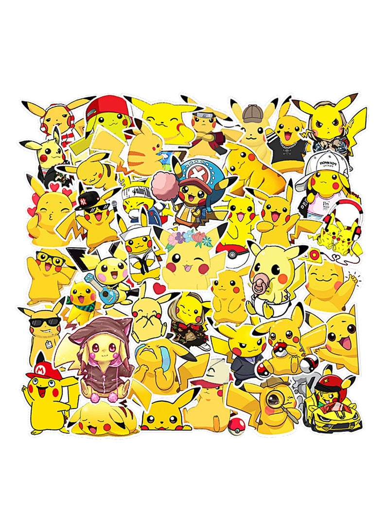 50-Piece Pikachu Stickers Waterproof Cartoon Yellow Stickers Graffiti Stickers - Image 1