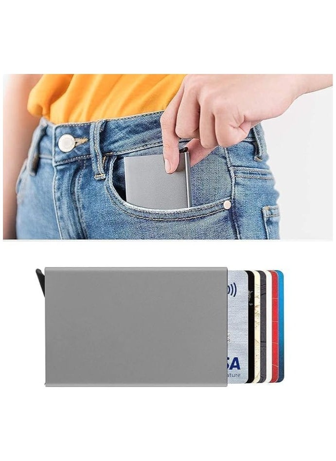 QSHOP Smart Wallet and Card Holder Stylish Metal Card Holder with Ball Eject Button, Small Durable Business Card Credit ID Wallet for Men Women Adults  - Image 2