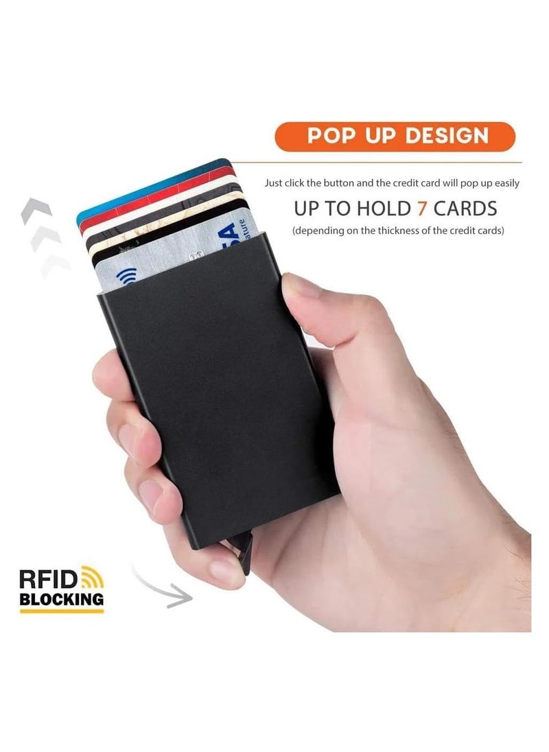 QSHOP Smart Wallet and Card Holder Stylish Metal Card Holder with Ball Eject Button, Small Durable Business Card Credit ID Wallet for Men Women Adults  - Image 5