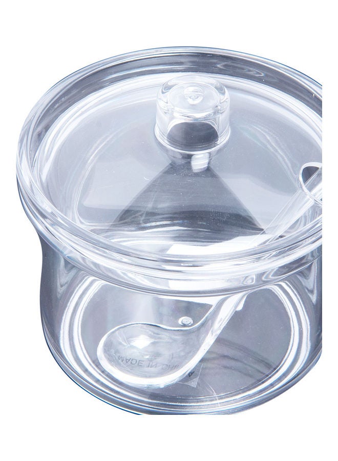 NIBEMINENT Acrylic Chinese Sugar Bowl With Spoon Clear 7x7x8cm - Image 2