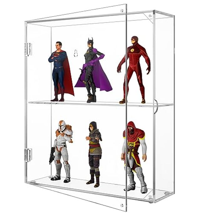 NIUBEE Acrylic Display Case, Clear Display Case for Funko Pop Figures, Wall Mounted or Desktop Dustproof Display Cabinet Box for Collectibles,Rock,Crystals,Mini Toys,Amiibo (2 Tiers - Image 1