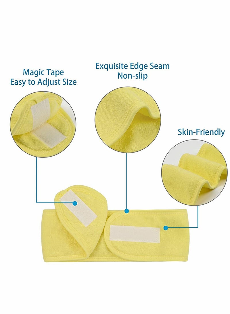 Excefore Spa Facial Headband, Self Adhesive Tape Head Wrap Makeup Shower Bath Sports Wrap Terry Cloth Adjustable Stretch Towel for Women Face Washing Shower Sports Yoga, 3 Color, Tatal 6 Pcs - Image 5