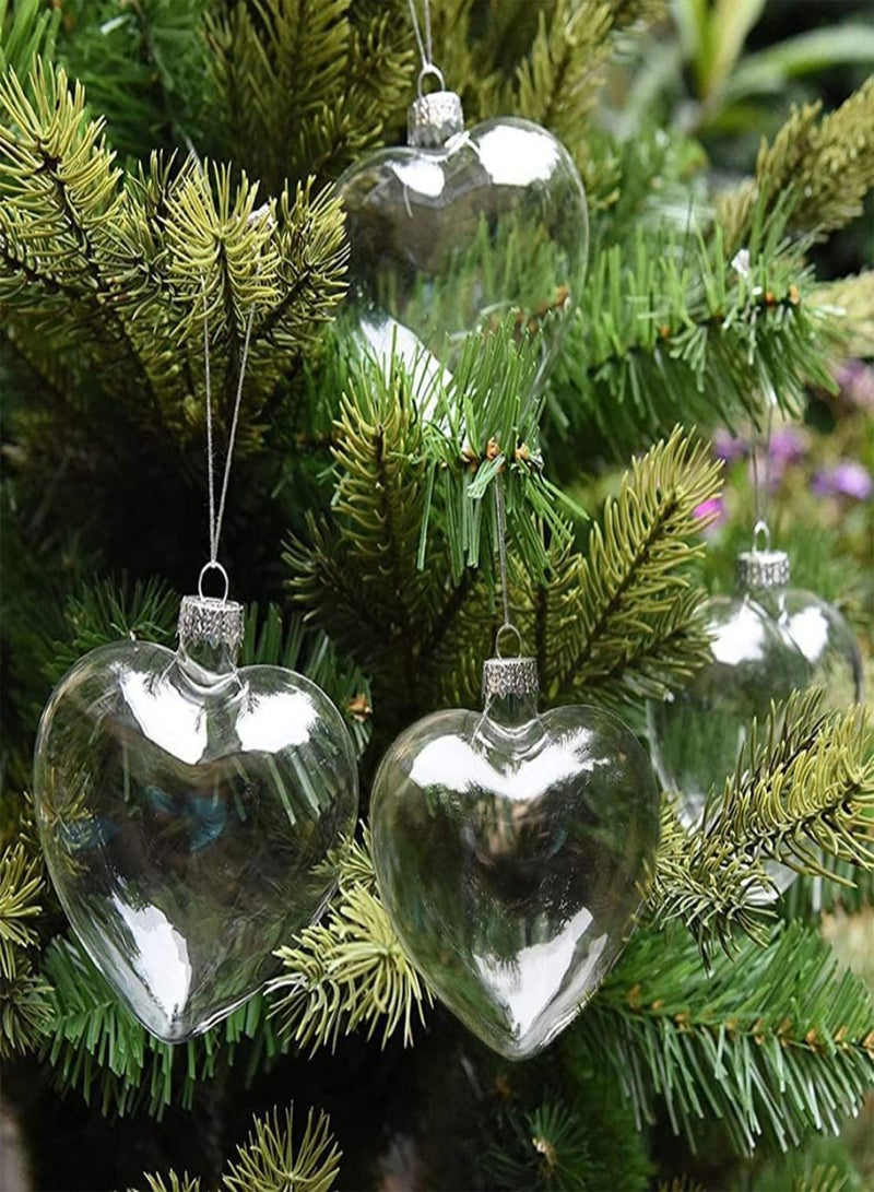GGOOT Clear Glass Baubles Fillable Heart Shape Ornaments Christmas Tree Decorations 12pcs, Clear Glass Baubles, Christmas Glass Baubles, Heart Shape Baubles  - Image 4