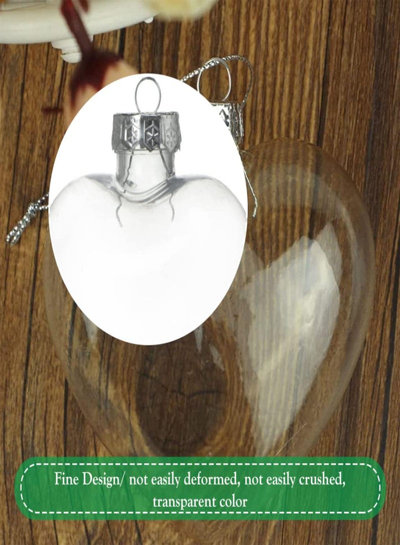 GGOOT Clear Glass Baubles Fillable Heart Shape Ornaments Christmas Tree Decorations 12pcs, Clear Glass Baubles, Christmas Glass Baubles, Heart Shape Baubles  - Image 3