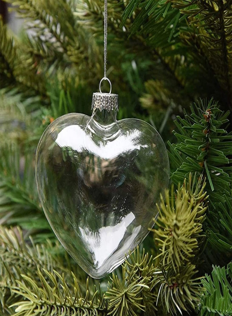GGOOT Clear Glass Baubles Fillable Heart Shape Ornaments Christmas Tree Decorations 12pcs, Clear Glass Baubles, Christmas Glass Baubles, Heart Shape Baubles  - Image 5