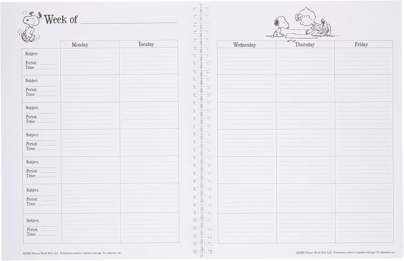 EUREKA Peanuts Back to School Classroom Supplies Record and Lesson Plan Book for Teachers, 8.5'' x 11'', 40 Weeks - Image 2