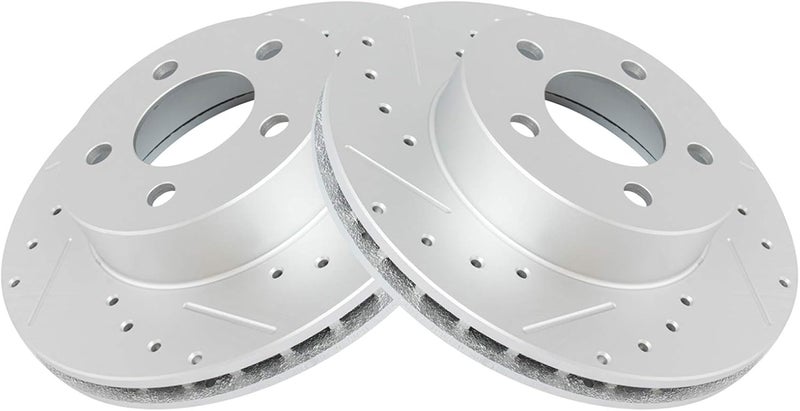 TRQ Front Performance Brake Rotors Set Vented Premium G-Coated Cross Drilled & Slotted Compatible with 1995-2001 Ford Explorer 1998-2003 Ranger 1998-2002 Mazda B4000 1998-2001 Mercury Mountaineer - Image 2