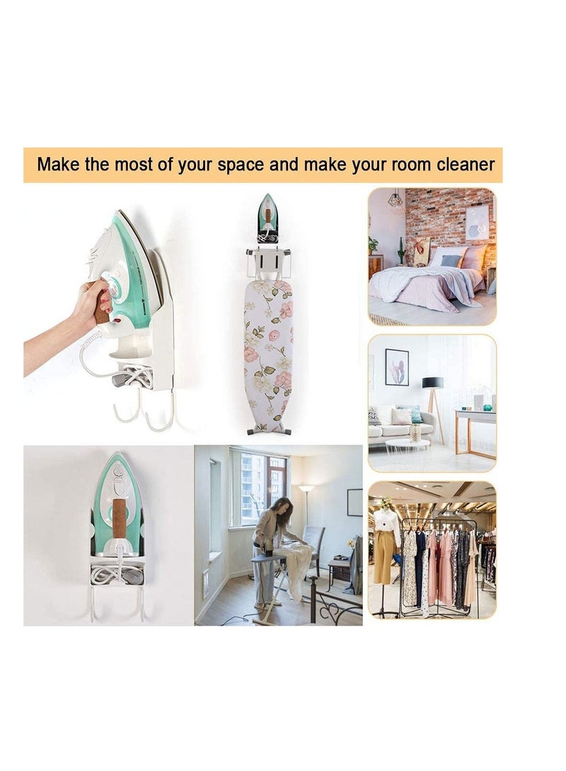 Ironing Board Holder Wall Mounted Storage Organizer, Electric Iron Holder Household Bathroom Shelf with Heat Resistant Tray Storage Organizer Easily Mount Against Wall - Image 2