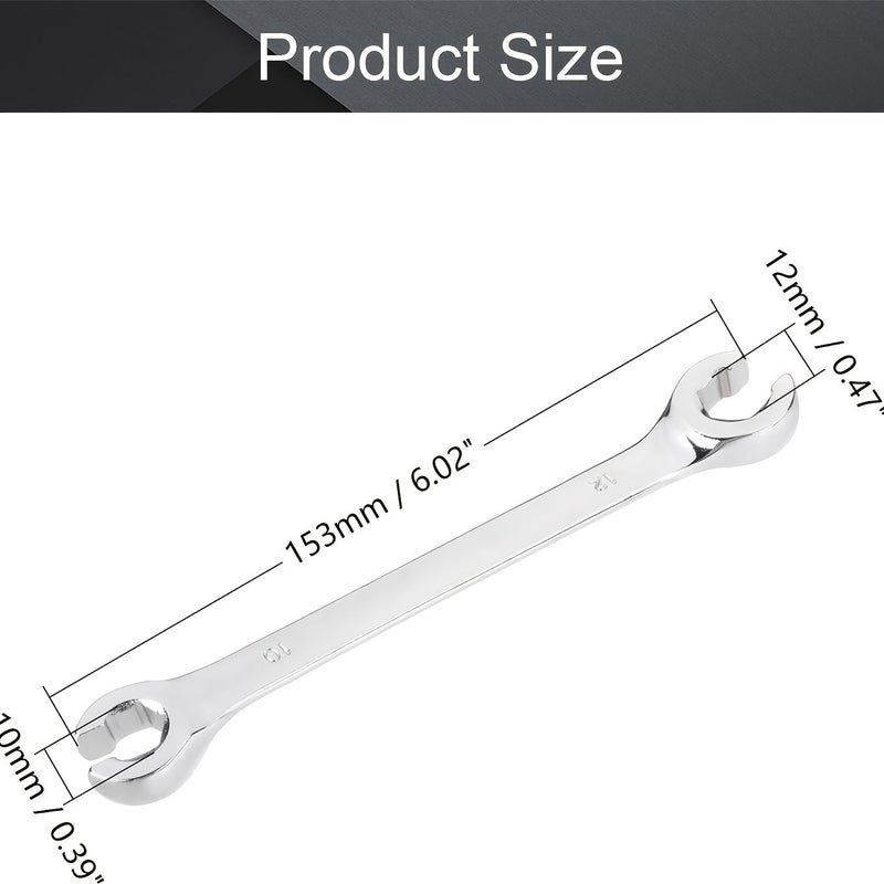 Polished Chrome Flare Nut Wrench 10x12mm for Brake Fuel AC Lines - Image 2