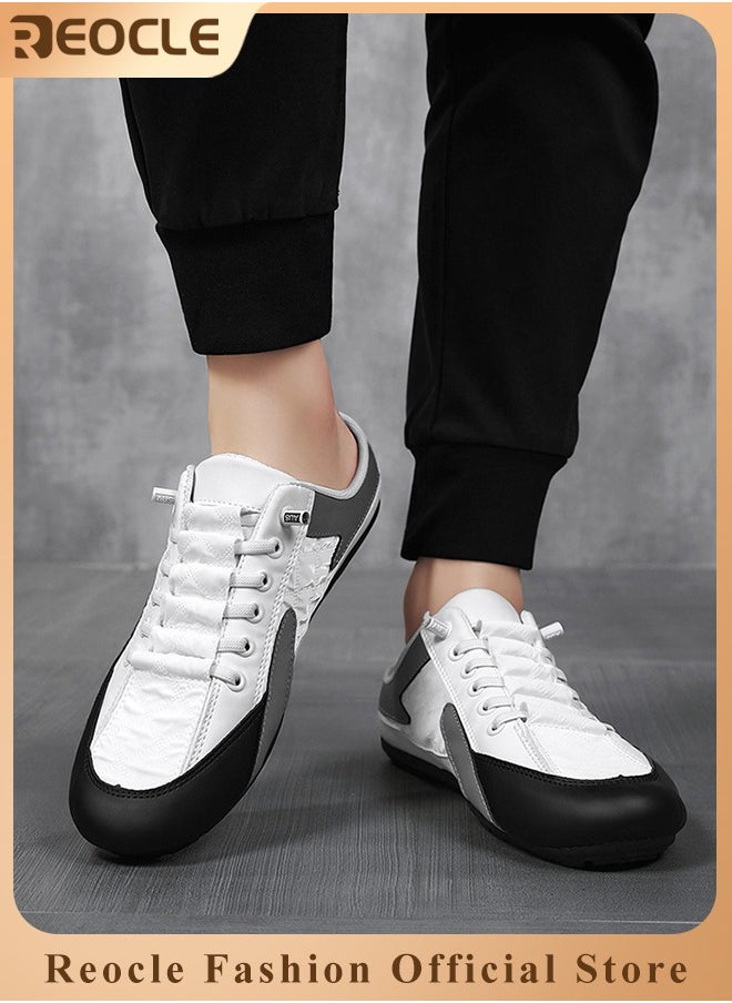 REOCLE - Men's Mules Shoes Slip on Sneakers Knit Flats Platform Lightweight Breathable Non-Slip Walking Shoes Backless Shoes for Outdoor Activities & Beach Vacations - Image 1