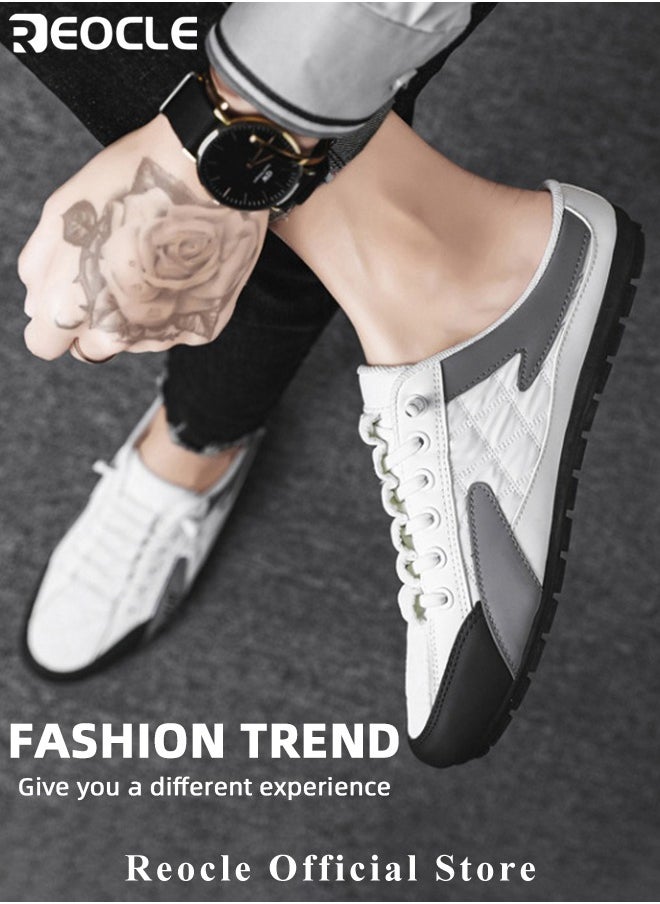 REOCLE - Men's Mules Shoes Slip on Sneakers Knit Flats Platform Lightweight Breathable Non-Slip Walking Shoes Backless Shoes for Outdoor Activities & Beach Vacations - Image 1