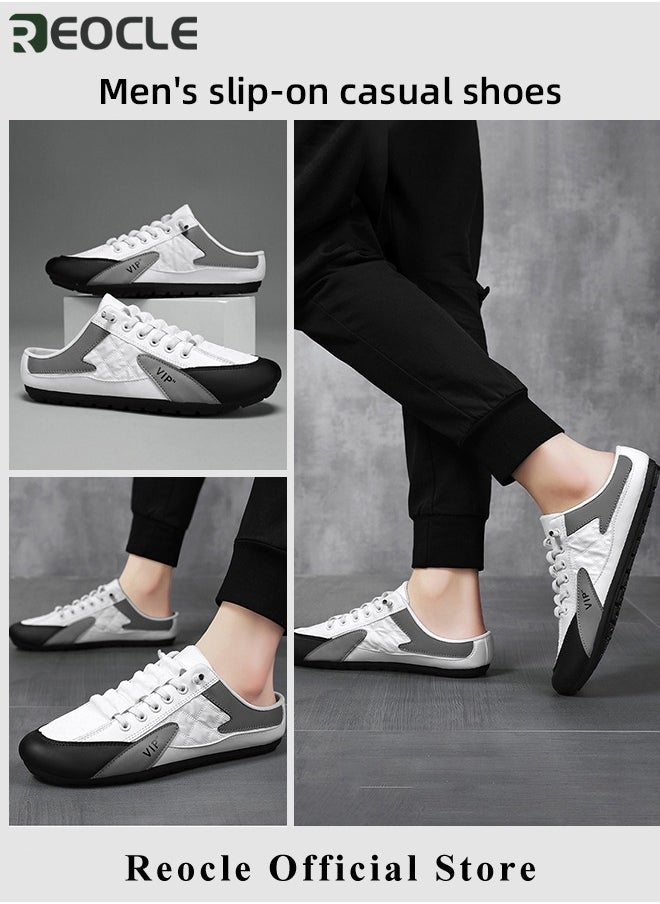 REOCLE - Men's Mules Shoes Slip on Sneakers Knit Flats Platform Lightweight Breathable Non-Slip Walking Shoes Backless Shoes for Outdoor Activities & Beach Vacations - Image 1