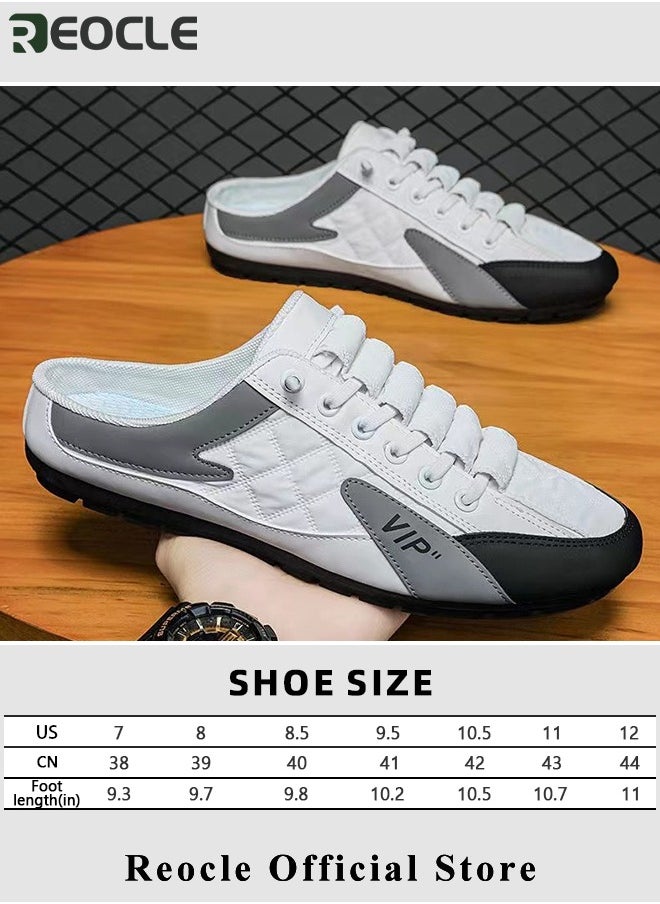 REOCLE - Men's Mules Shoes Slip on Sneakers Knit Flats Platform Lightweight Breathable Non-Slip Walking Shoes Backless Shoes for Outdoor Activities & Beach Vacations - Image 1