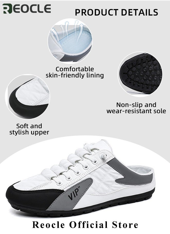 REOCLE - Men's Mules Shoes Slip on Sneakers Knit Flats Platform Lightweight Breathable Non-Slip Walking Shoes Backless Shoes for Outdoor Activities & Beach Vacations - Image 1