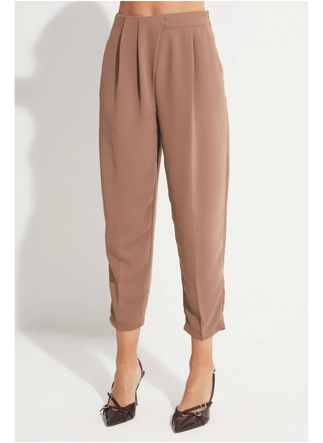 JUNE June Pleated Detailed Trouser Tan