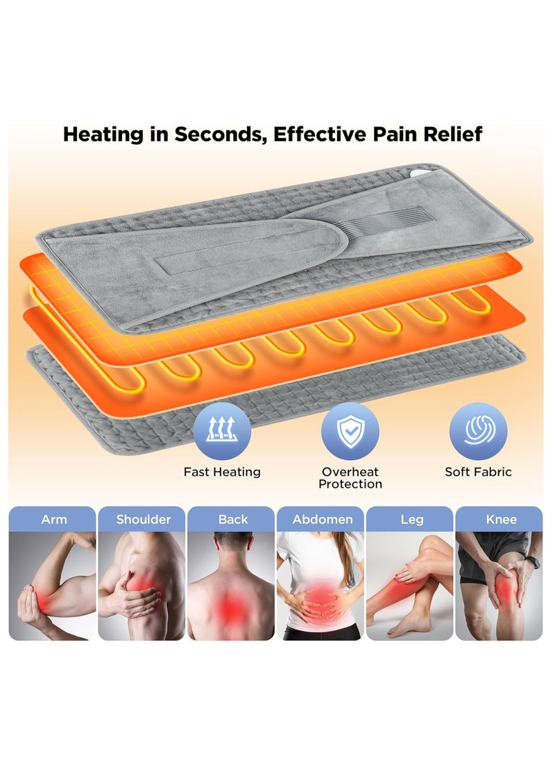 Lowyam Heating Pad for Back Pain Relief Period Cramps Wrap for Period Cramps Lower Back Neck Shoulders Pain Relief Wrap Around Heat Pad with 9 Heat Settings, 4 Timer Settings, 12""x50"" - Image 3