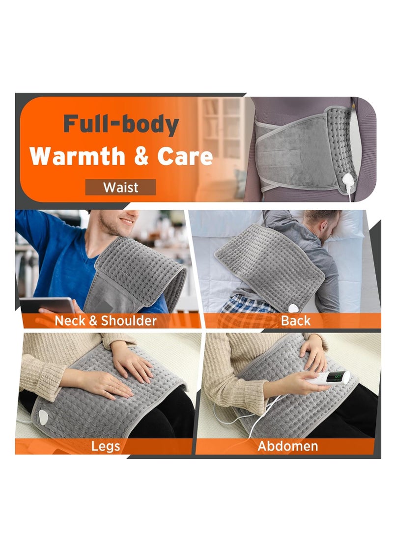 Lowyam Heating Pad for Back Pain Relief Period Cramps Wrap for Period Cramps Lower Back Neck Shoulders Pain Relief Wrap Around Heat Pad with 9 Heat Settings, 4 Timer Settings, 12""x50"" - Image 2