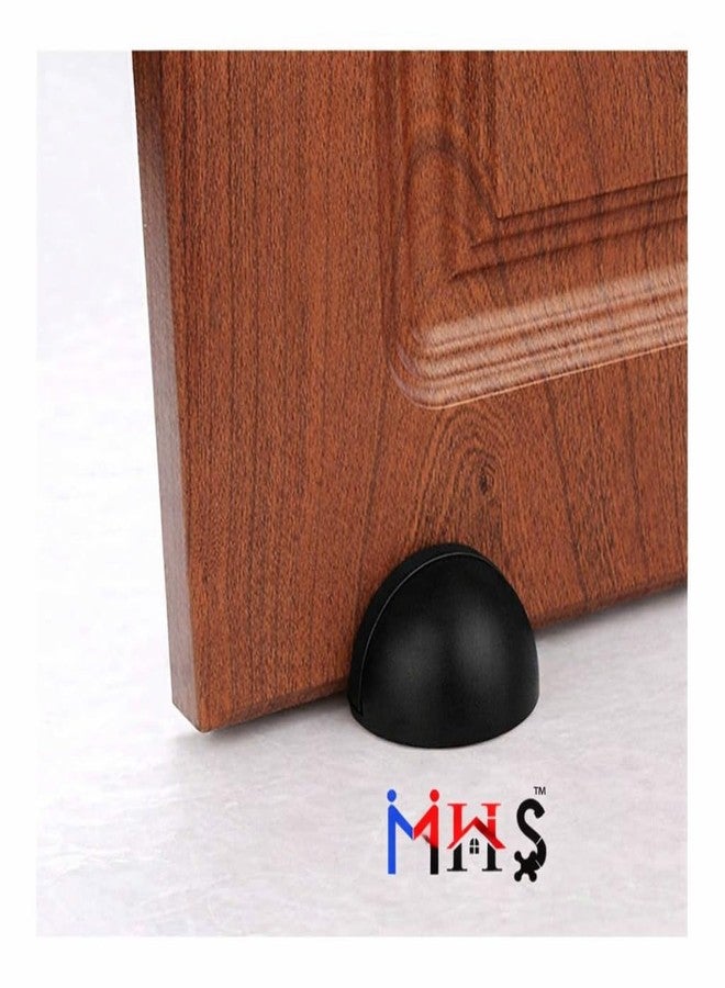 MHS سدادة باب أمان من الفولاذ المقاوم للصدأ على شكل نصف قمر من MHS، سدادة باب نصف قبة للتثبيت على الأرض مع مصد مطاطي، مصد باب شديد التحمل وواقي جدار، يتضمن براغي ومثبتات جدارية (1، أسود) - Image 5