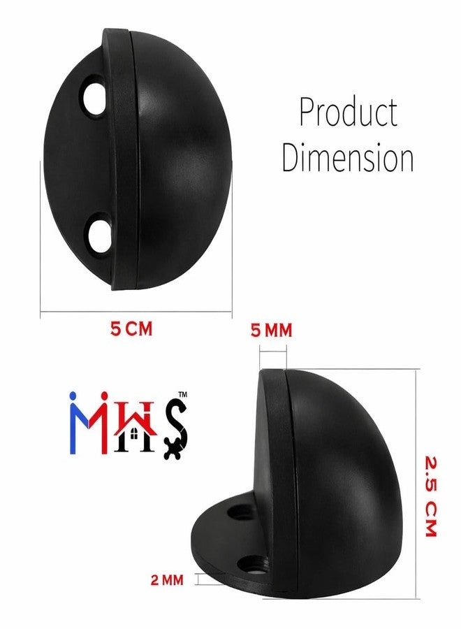 MHS سدادة باب أمان من الفولاذ المقاوم للصدأ على شكل نصف قمر من MHS، سدادة باب نصف قبة للتثبيت على الأرض مع مصد مطاطي، مصد باب شديد التحمل وواقي جدار، يتضمن براغي ومثبتات جدارية (1، أسود) - Image 3