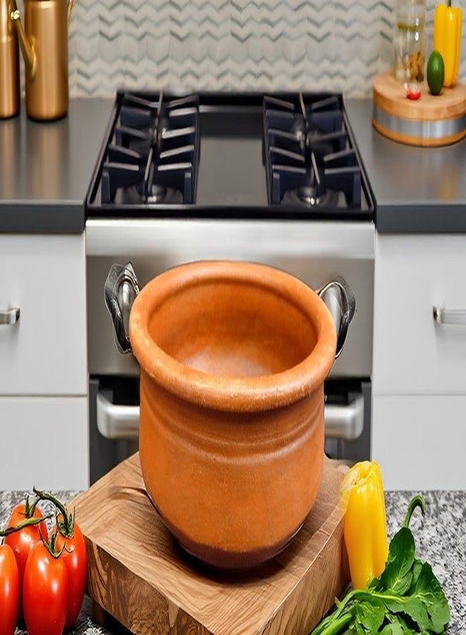 ZENRISE Clay Curry Pot for Fish kulampu sampar Sauce Healthy Cooking pan, Handmade, Brown, 2 litres - Image 5