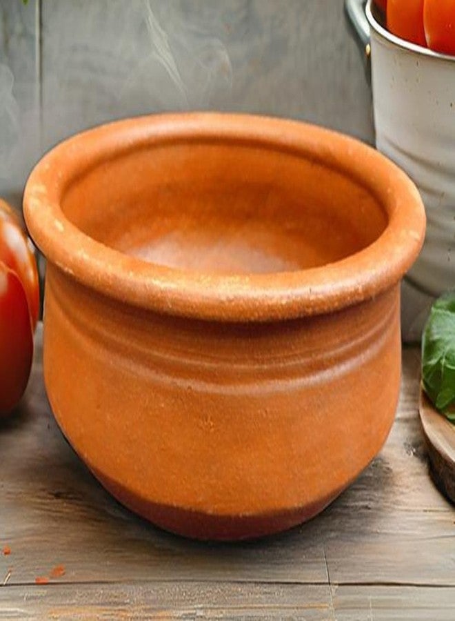 ZENRISE Clay Curry Pot for Fish kulampu sampar Sauce Healthy Cooking pan, Handmade, Brown, 2 litres - Image 4
