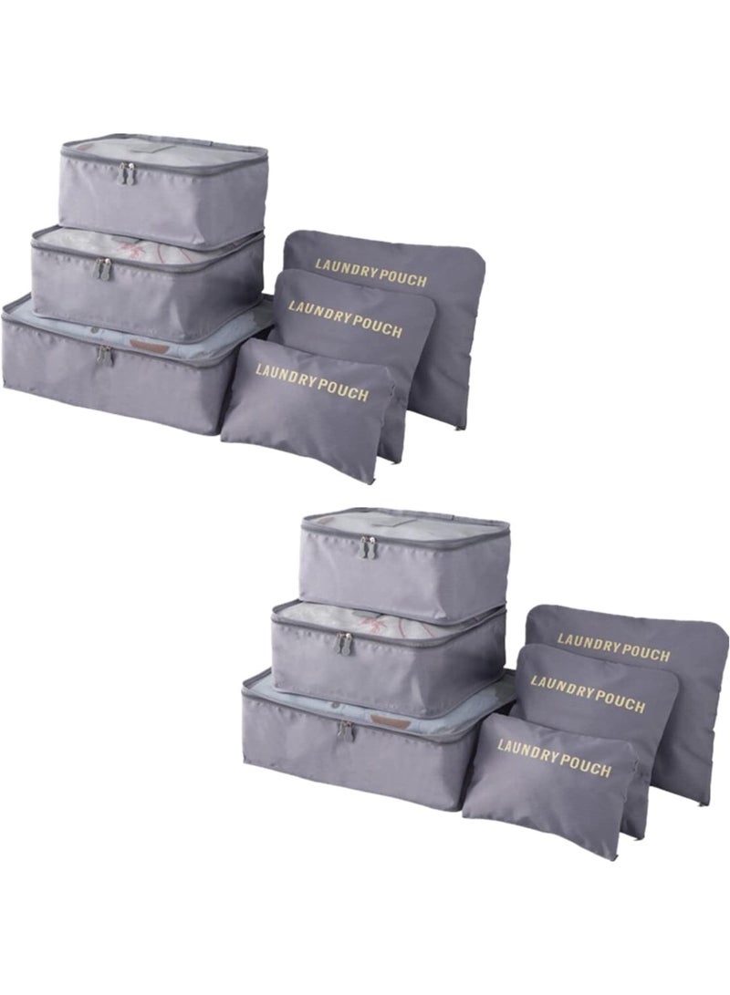eWINNER 6 Pcs/2 Set total of 12 PCS Travel Storage Bag Set Multi-functional Clothing Sorting Packages Travel Packing Organizor Luggage Organizer Pouch - Image 1