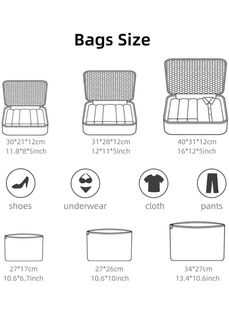 eWINNER 6 Pcs/2 Set total of 12 PCS Travel Storage Bag Set Multi-functional Clothing Sorting Packages Travel Packing Organizor Luggage Organizer Pouch - Image 4