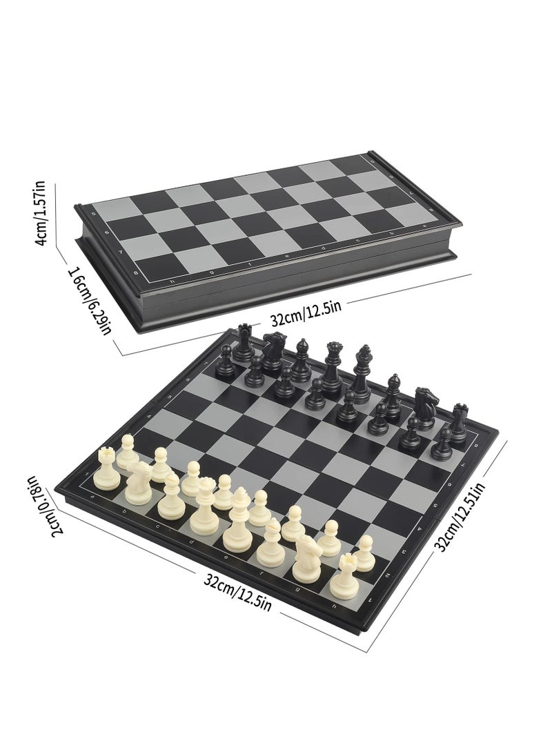 SYOSI - 3 in 1 Magnetic Travel Chess Checkers Backgammon Set 12.5" Portable Folding Board Game for Kids and Adults - Image 1