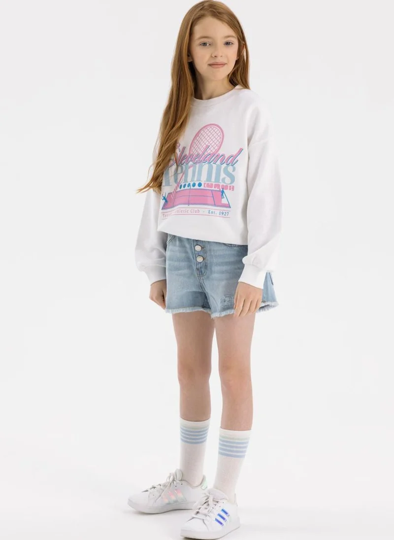 مينوتي Teen Girls Frayed Hem Denim Shorts