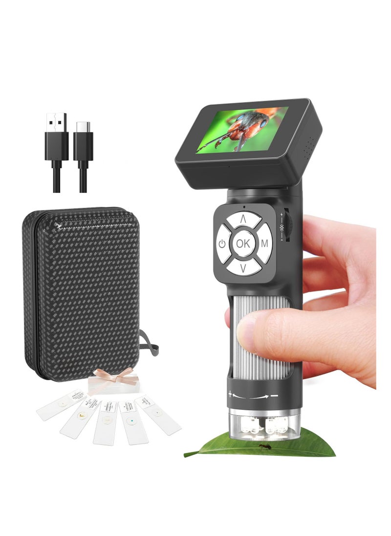 SYOSI Portable Pocket Microscope Kit, Mini Handheld Digital Microscope 500X with 8 Adjustable LED Lights and 2" LCD Screen, Pocket Microscope Kit for Kids and Adults, Windows PC Compatible  - Image 1