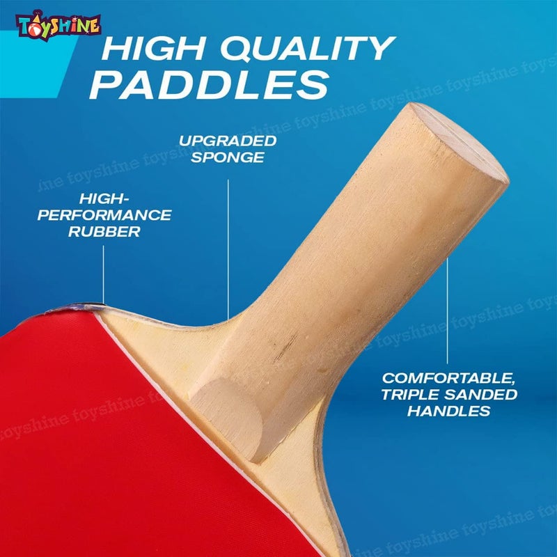 Toyshine مجموعة تنس الطاولة - مضربان مع ثلاث كرات وشبكة تنس طاولة قابلة للتعديل والطوي - متعددة الألوان (SSTP) - Image 4