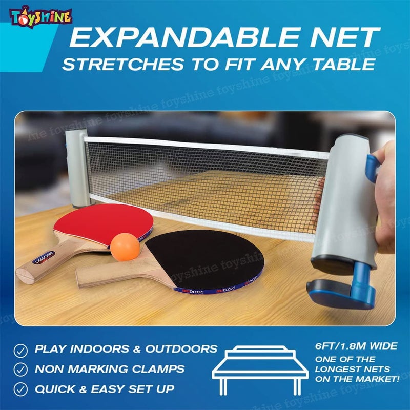 Toyshine مجموعة تنس الطاولة - مضربان مع ثلاث كرات وشبكة تنس طاولة قابلة للتعديل والطوي - متعددة الألوان (SSTP) - Image 5