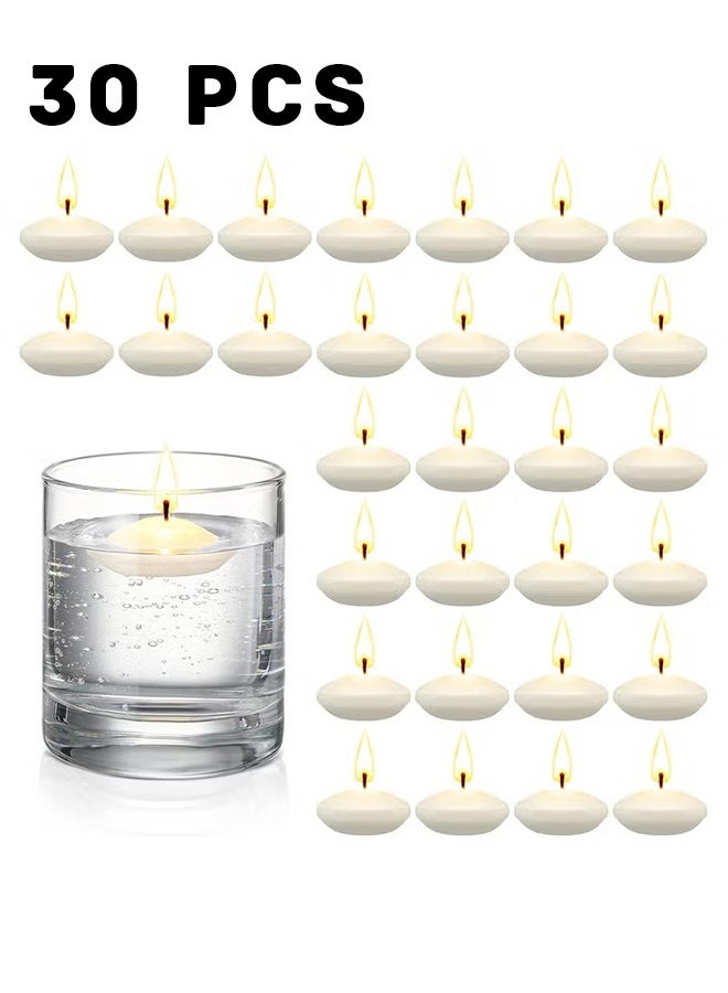 Realfrog 30 Pcs 1.5'' Unscented Floating Candles for Centerpieces Floating Warm Tealights Candles Floating Candles for Wedding Party Decoration (White)  - Image 1