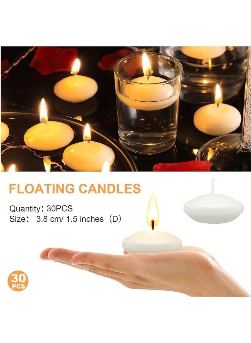 Realfrog 30 Pcs 1.5'' Unscented Floating Candles for Centerpieces Floating Warm Tealights Candles Floating Candles for Wedding Party Decoration (White)  - Image 4