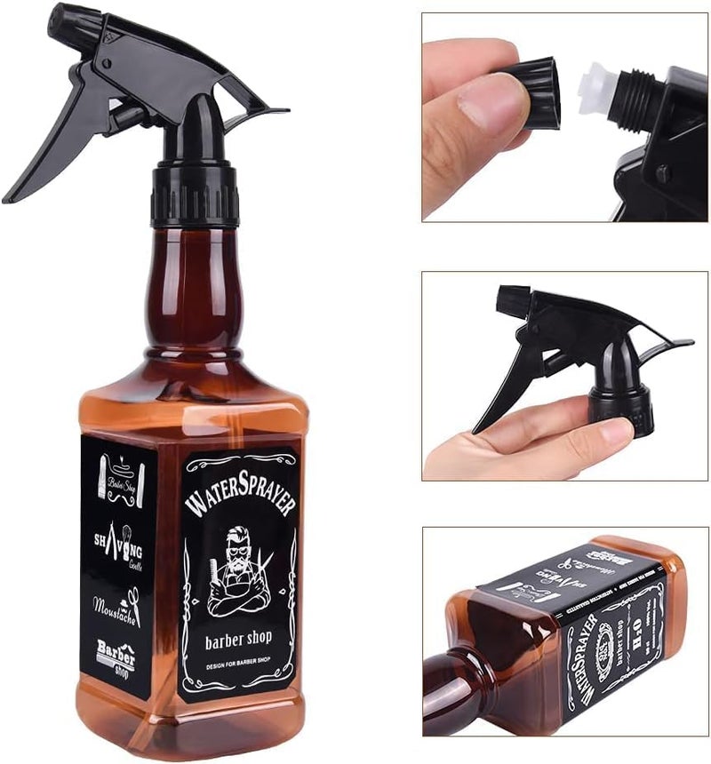 Professional Barber Water Spray Bottle, Wear-resistant Trigger Sprayer, Recyclable Brown Bottle25*6CM